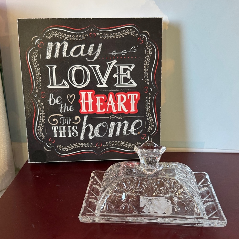 Elegant Vintage-inspired Clear Glass Butter Dish by Italo Homes